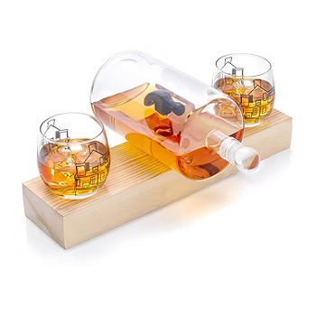Joyjolt Hammer Crystal Whiskey Decanter With 2 Glasses - Dishwasher Safe Drinkware Set | JCPenney