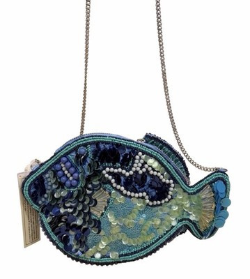 Women\u2019s Blue/Green Beaded Sequin Fish Shoulder Bag Chain Strap Zip Lined | eBay | eBay US