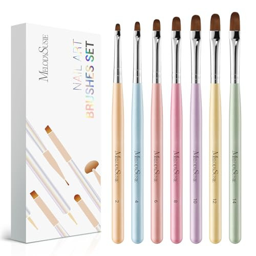 MelodySusie 7Pcs Gel Nail Brush Nail Art Brushes Nail Art Tips Nail Brushes for Nail Art Nail Painting Brush Pen Set for Home and Salon Use | Amazon (US)