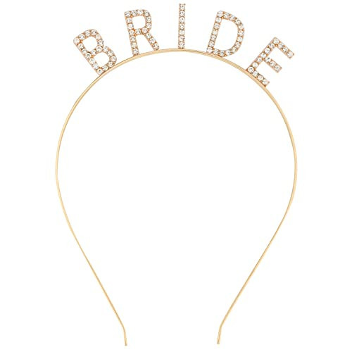 KICOSY Bride Tiara & Headband - Bachelorette Party & Bridal Shower Favors - Rhinestone Wedding Bridal Hair Accessories - Gold | Amazon (US)