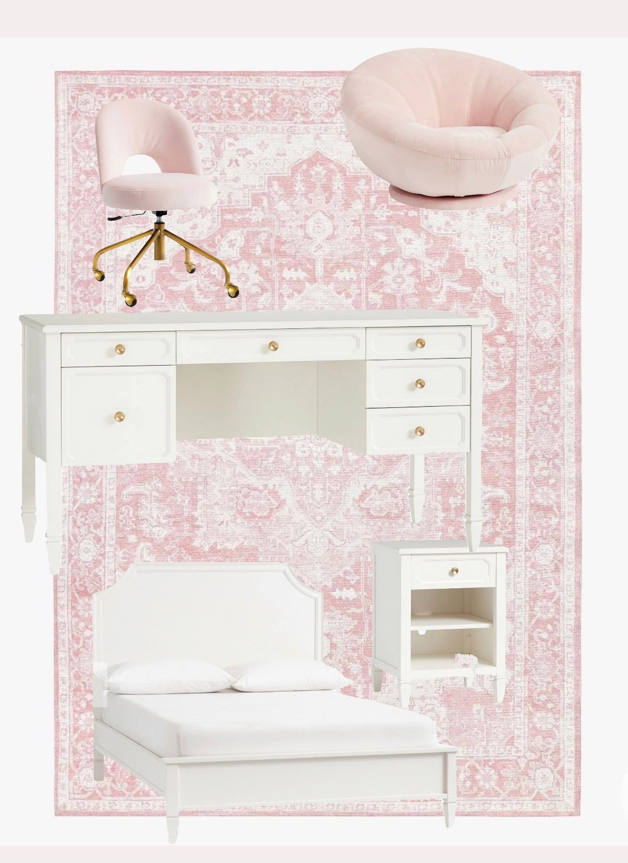 Pottery Barn Teen Bedroom Essentials for HER 💕
Shop for your teen princess with the elegant combo of pink & white and create her dream bedroom with these beautiful furnishings! These pieces are versatile enough for her to grow into!

White elegant bed
White office desk for girls 
Pink velvet office chair 
White nightstand 
Pink washable rug 

#LTKSeasonal #LTKHome #LTKMothersDay