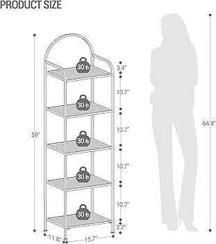Bookcase Bookshelf, Tempered Glass Bookshelves, Slim Shelving Unit for Bedroom, Bathroom, Home Of... | Amazon (US)