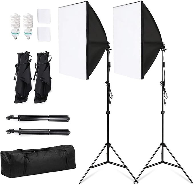 Softbox Kit, 2x Kit d’Eclairage Photographie 50x70 cm,2x135W 5500K Ampoule, 2x softbox avec 2x2... | Amazon (FR)