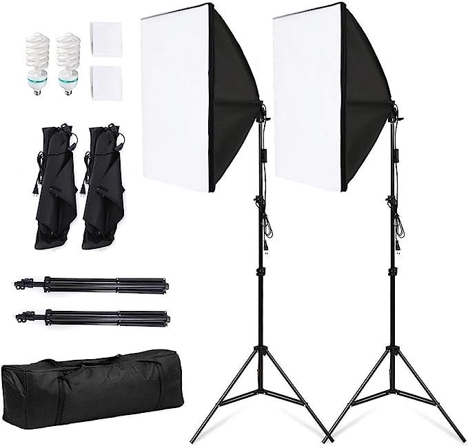 Softbox Kit, 2x Kit d’Eclairage Photographie 50x70 cm,2x135W 5500K Ampoule, 2x softbox avec 2x2... | Amazon (FR)