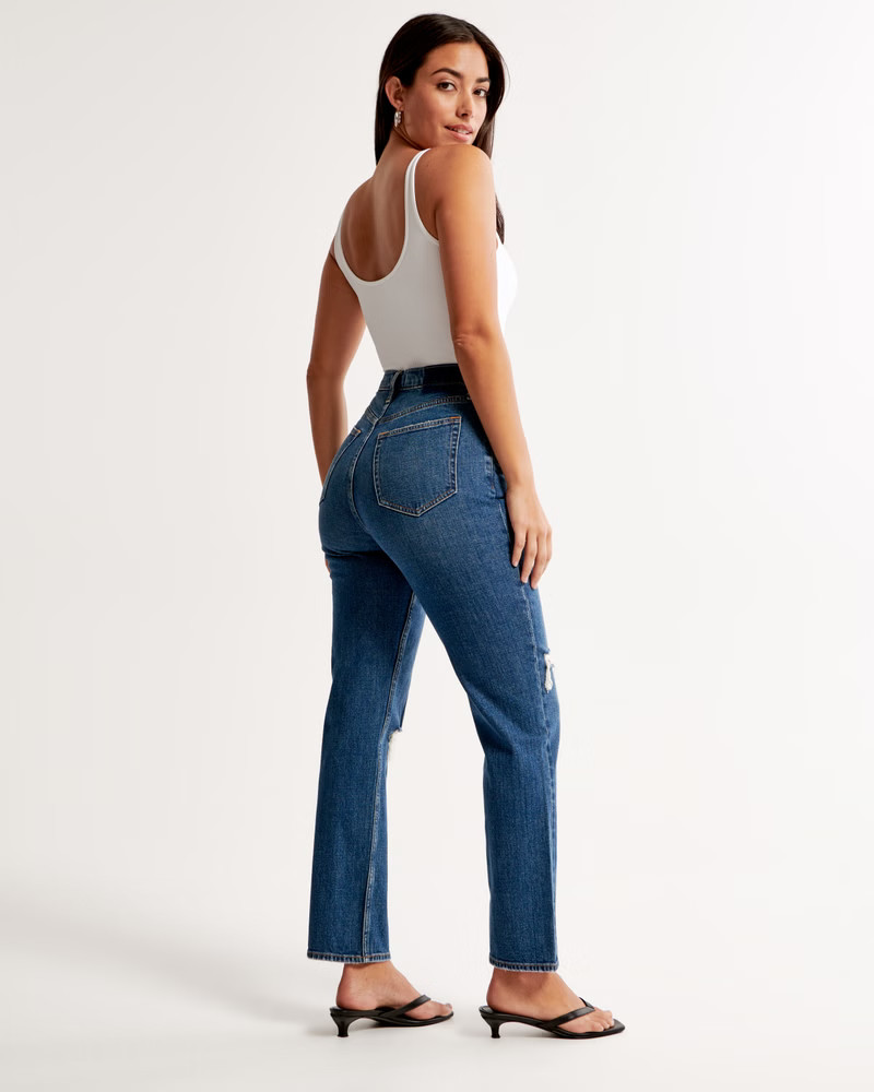 Curve Love Ultra High Rise Ankle Straight Jean | Abercrombie & Fitch (US)