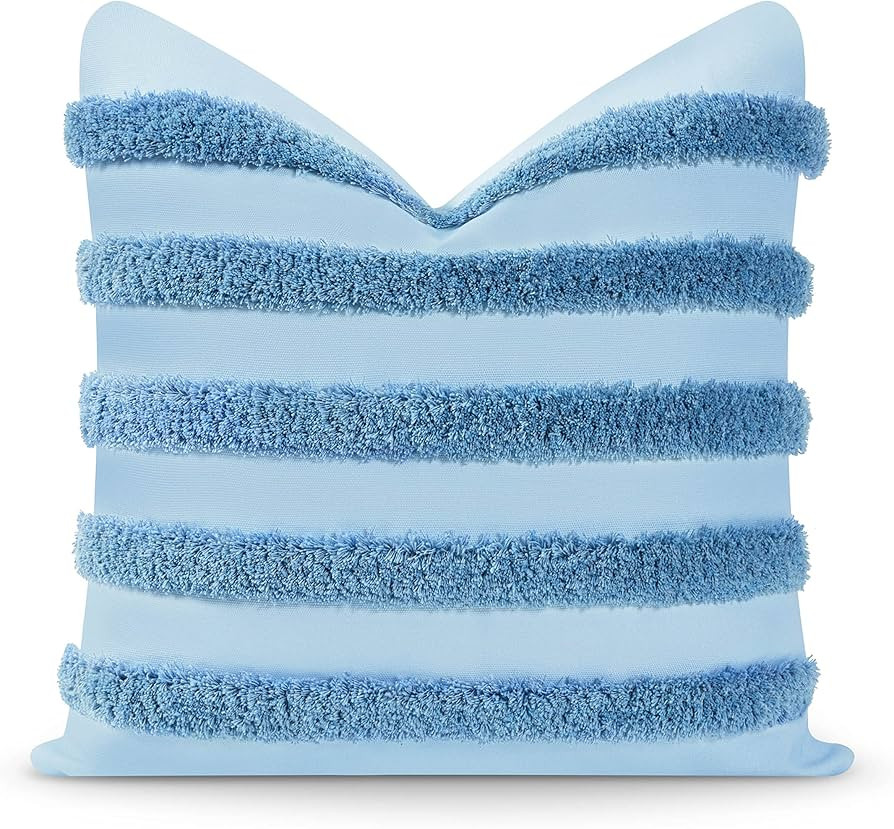 Hofdeco Premium Coastal Hampton Style Patio Tufted Indoor Outdoor Throw Pillow Cover Only, 18"x18... | Amazon (US)