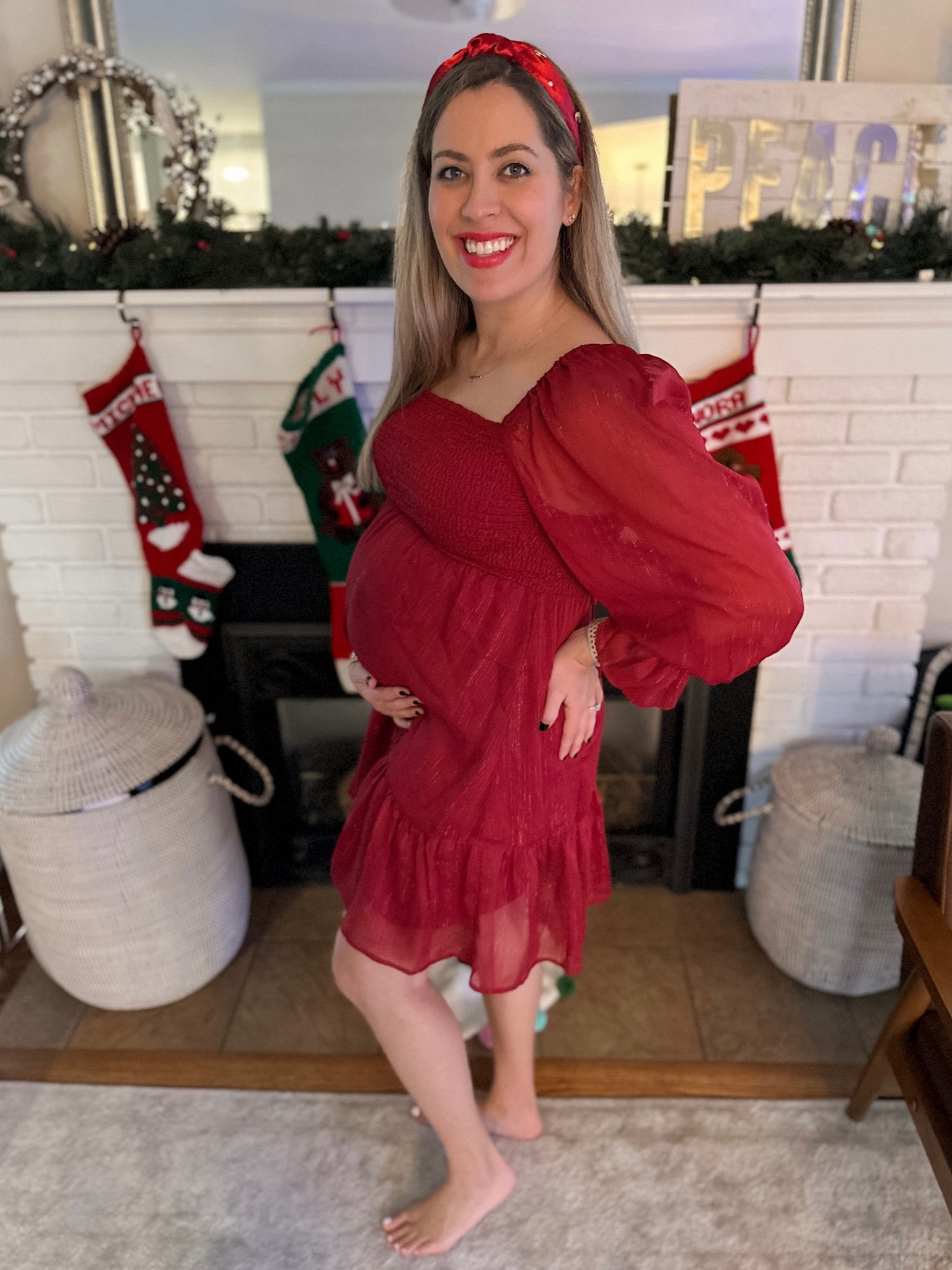Holiday maternity red dress #bumpstyle #maternitystyle

#LTKbump #LTKSeasonal #LTKHoliday