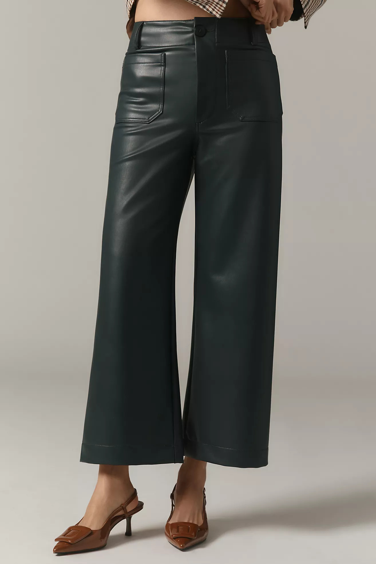 The Colette Cropped Wide-Leg Pants by Maeve: Faux-Leather Edition | Anthropologie (US)