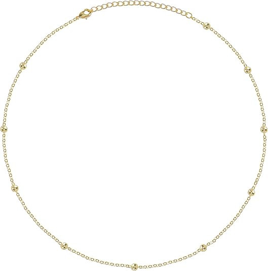 itianxi Dainty Beaded Choker Necklaces,14K Gold/Silver Plated Cute Tiny Delicate Coin/Satellite C... | Amazon (US)
