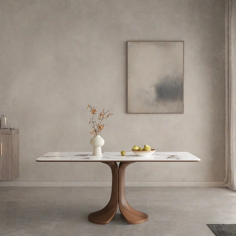 Matte pure white rock slab dining table | Wayfair North America