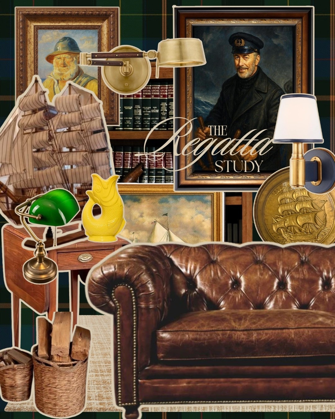 an old-school new england boat house meets a vintage yacht club library. the regatta study brings rich antique mahogany, new rich leather tones, and historic maritime artifacts together for a sophisticated, moody space. this is how you mix a little old, with a little new. 

classic maritime decor, moody aesthetic, vintage library, dark academia interior, traditional home styling, coastal cottage, English countryside, heritage maximalist

#LTKHome #LTKSaleAlert #LTKSeasonal