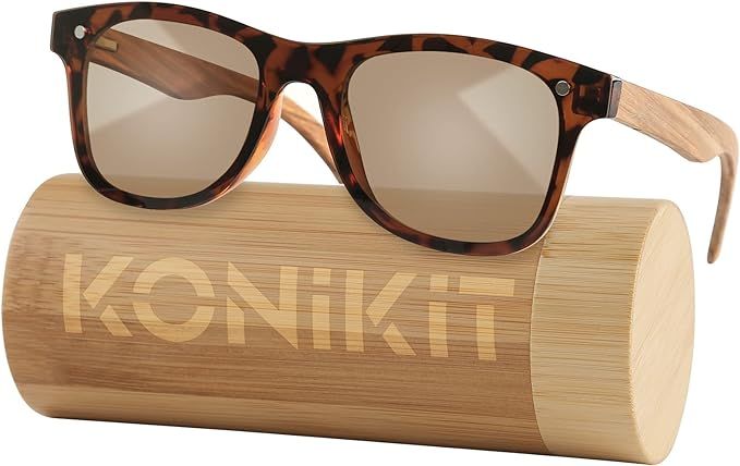 Konikit Wood Sunglasses for Men Women, Polarized Lenses with UV Protection, Original Bamboo Wood ... | Amazon (US)