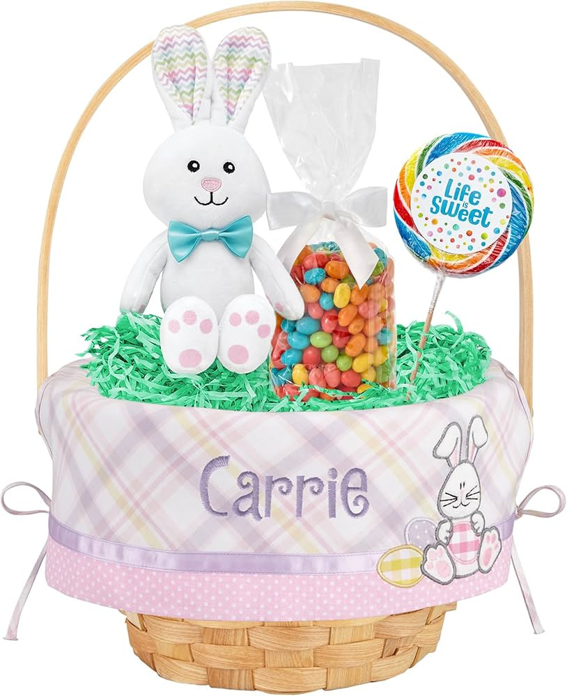 Let's Make Memories Personalized Easter Basket for Kids - For Boys - For Girls - Embroidered Name... | Amazon (US)