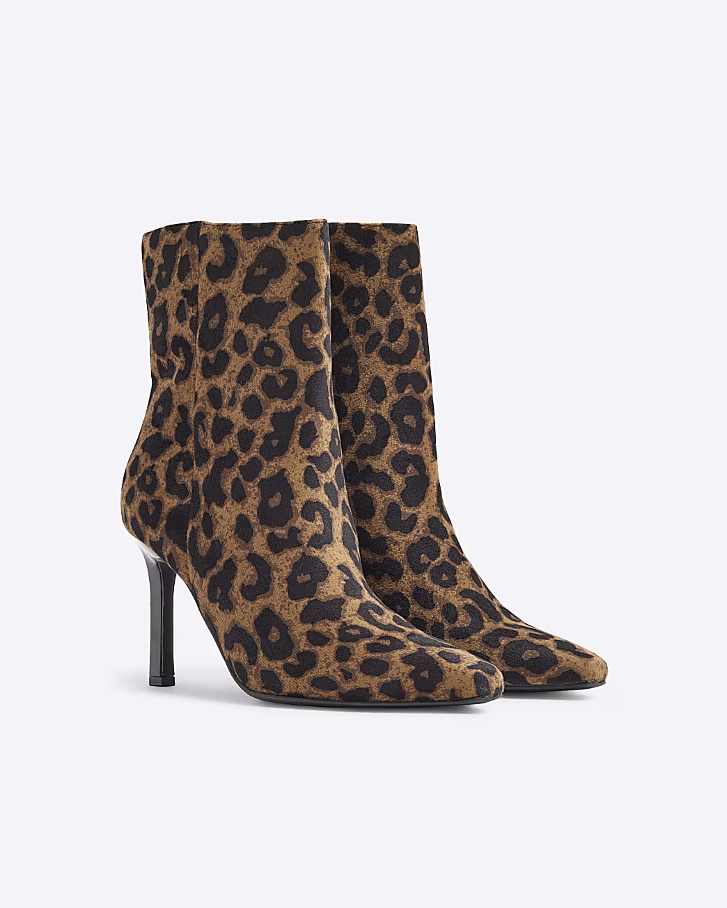Beige Leopard Print Heeled Ankle Boots | River Island UK & IE