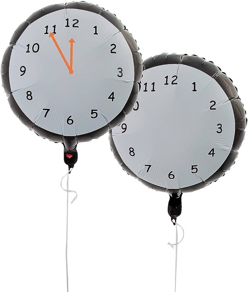New Year’s Eve Countdown Clock Mylar Balloons, 6 Pieces | Amazon (US)