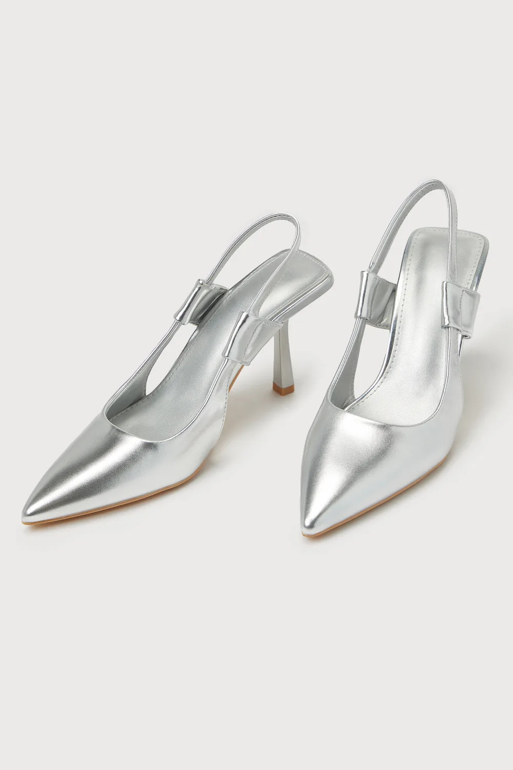 Lohanna Silver Pointed-Toe Slingback Mule Pumps | Lulus (US)