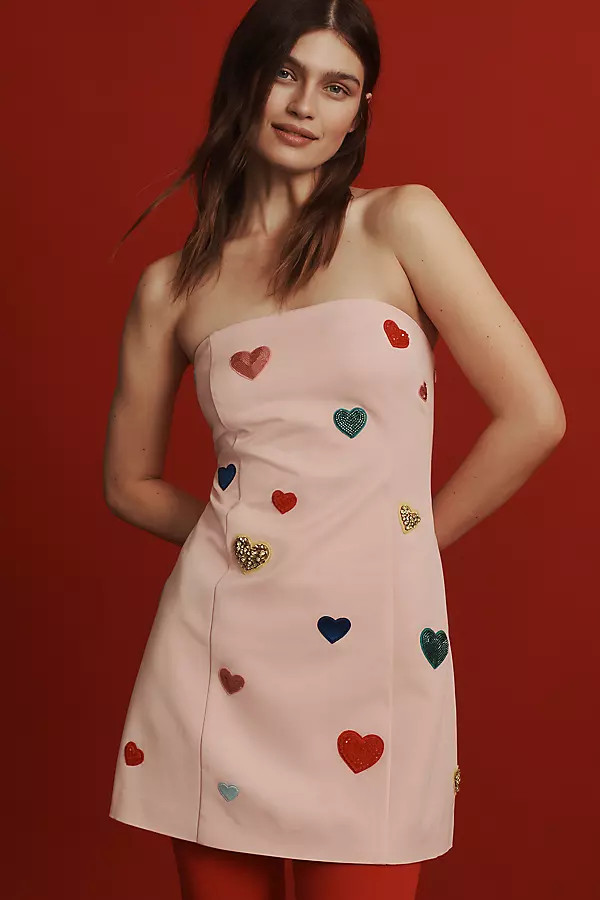 Mare Mare Strapless Heart-Embellished Mini Dress | Anthropologie (US)