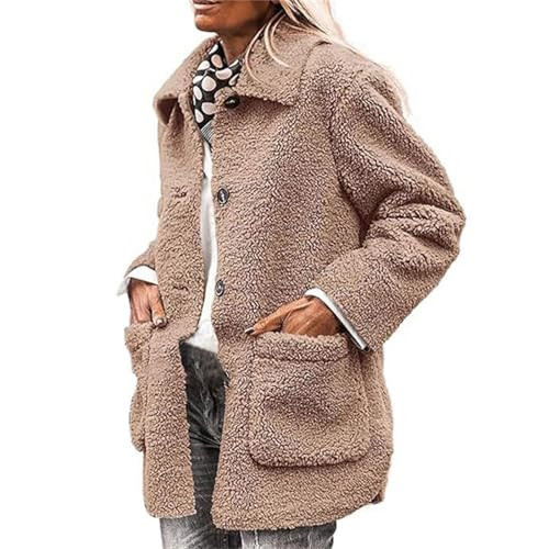 Winter Fleece Coats for Women Faux Fur Thicken Sherpa Button Down Jackets Knee Length Collared Outwear with Pockets Winter Fashion Fuzzy Shearling Shaggy Warm Plus Size Coat | Amazon (US)