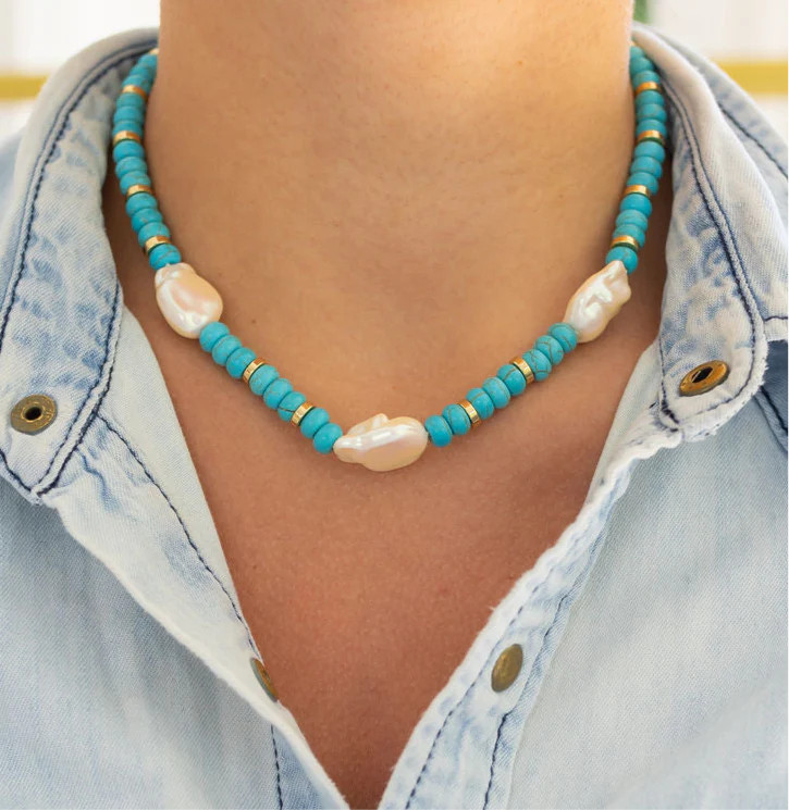 Turquoise and Pearl Necklace | Erin McDermott Jewelry
