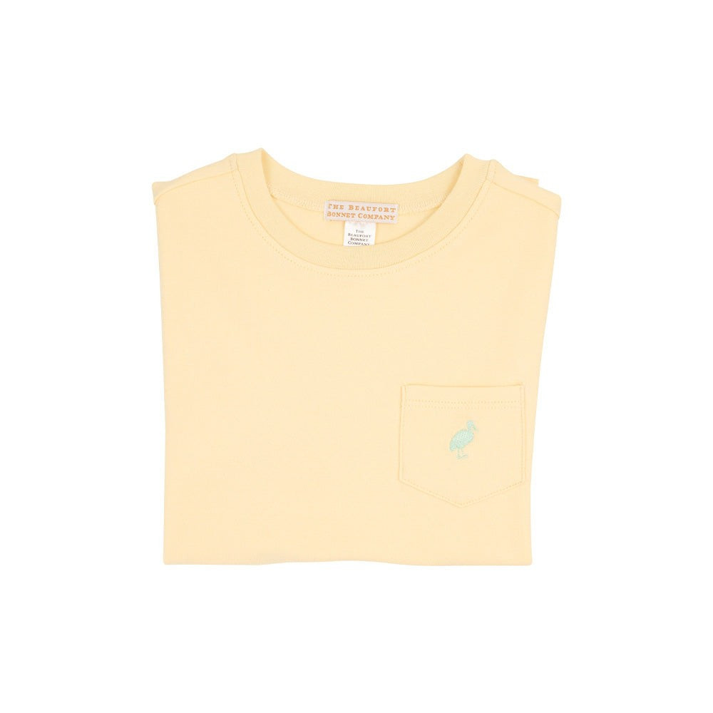 Carter Crewneck -Bellport Butter Yellow with Sea Island Seafoam Stork | The Beaufort Bonnet Company