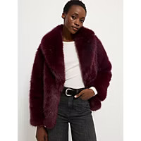 Burgundy Faux Fur Oversized Short Coat | George at ASDA