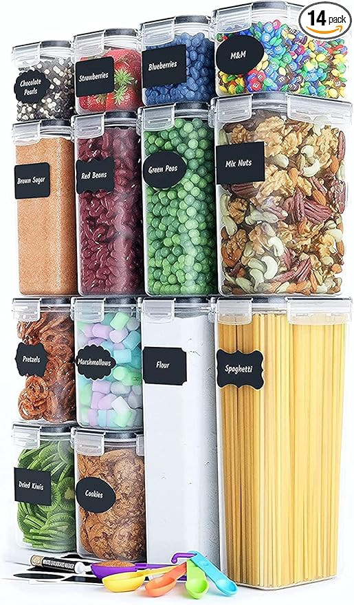 Airtight Food Storage Containers for Kitchen Organization 14 PC - Plastic Food Canisters with Lid... | Amazon (US)