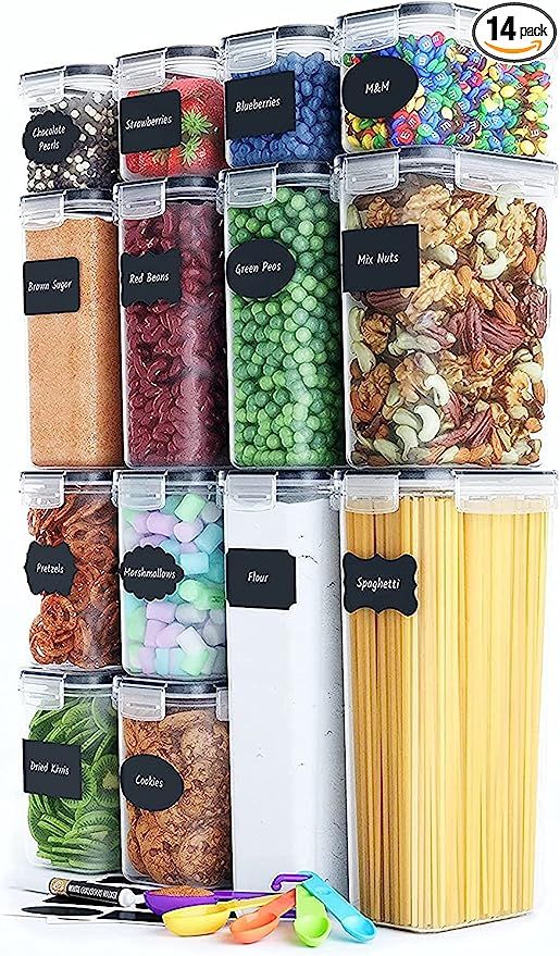 Airtight Food Storage Containers for Kitchen Organization 14 PC - Plastic Food Canisters with Lid... | Amazon (US)