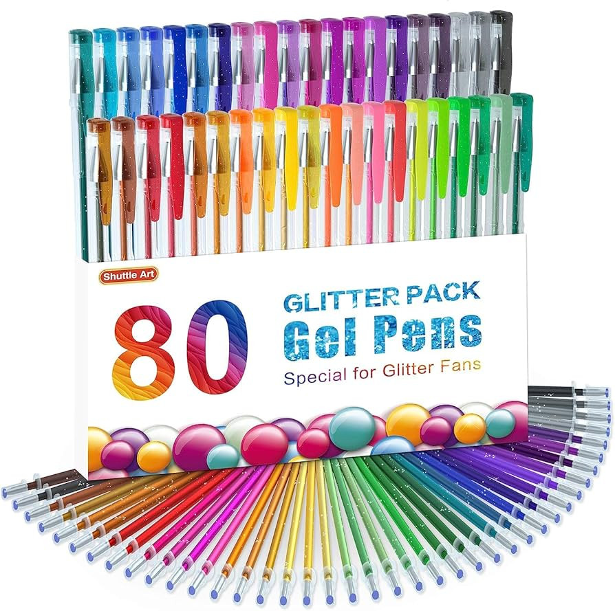 Shuttle Art 80 Pack Glitter Gel Pens, 40 Colors Glitter Gel Pens Set with 40 Refills for Adults C... | Amazon (US)