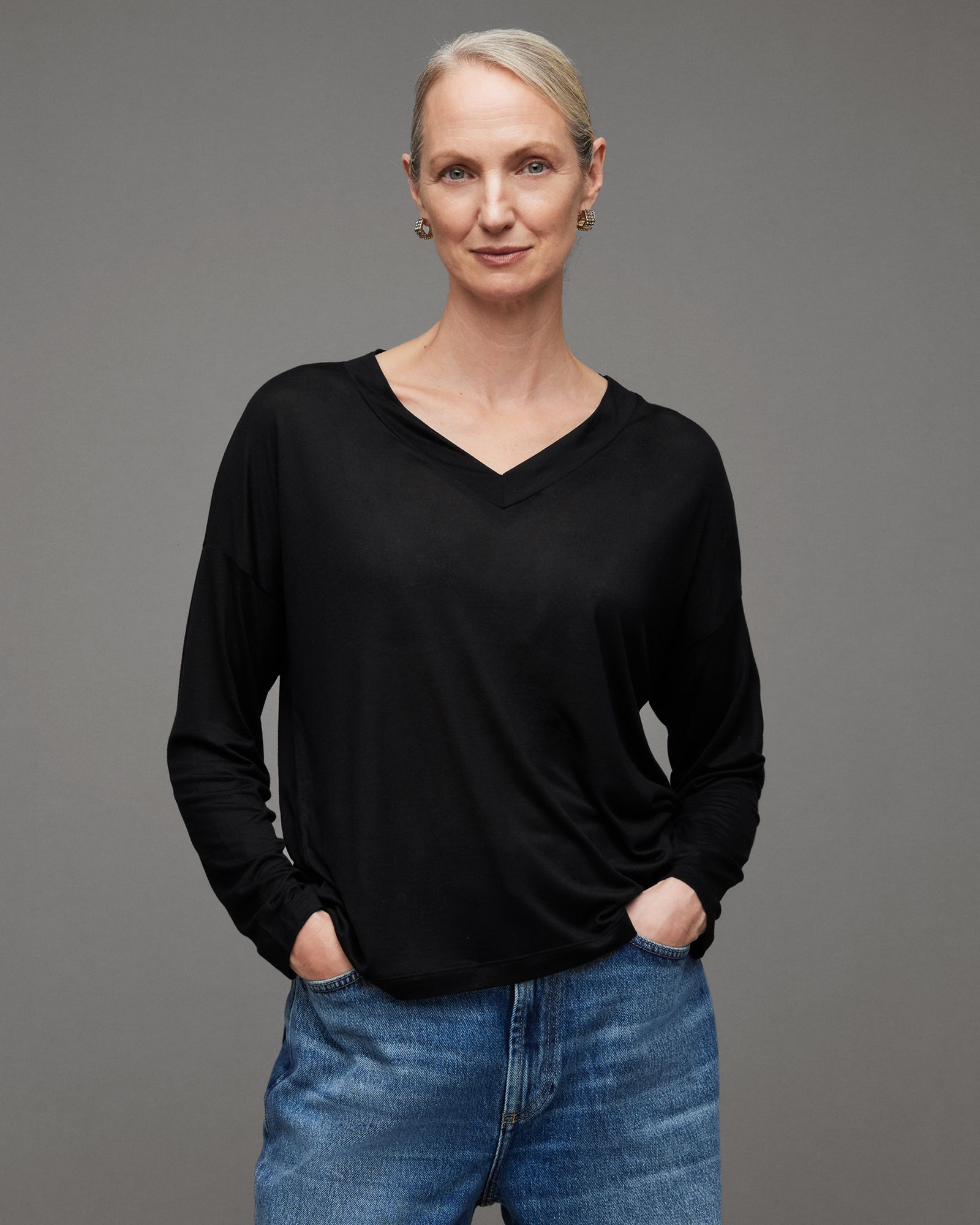 AllSaints Kati Long Sleeve T-Shirt, , Black, Size: M | AllSaints DE