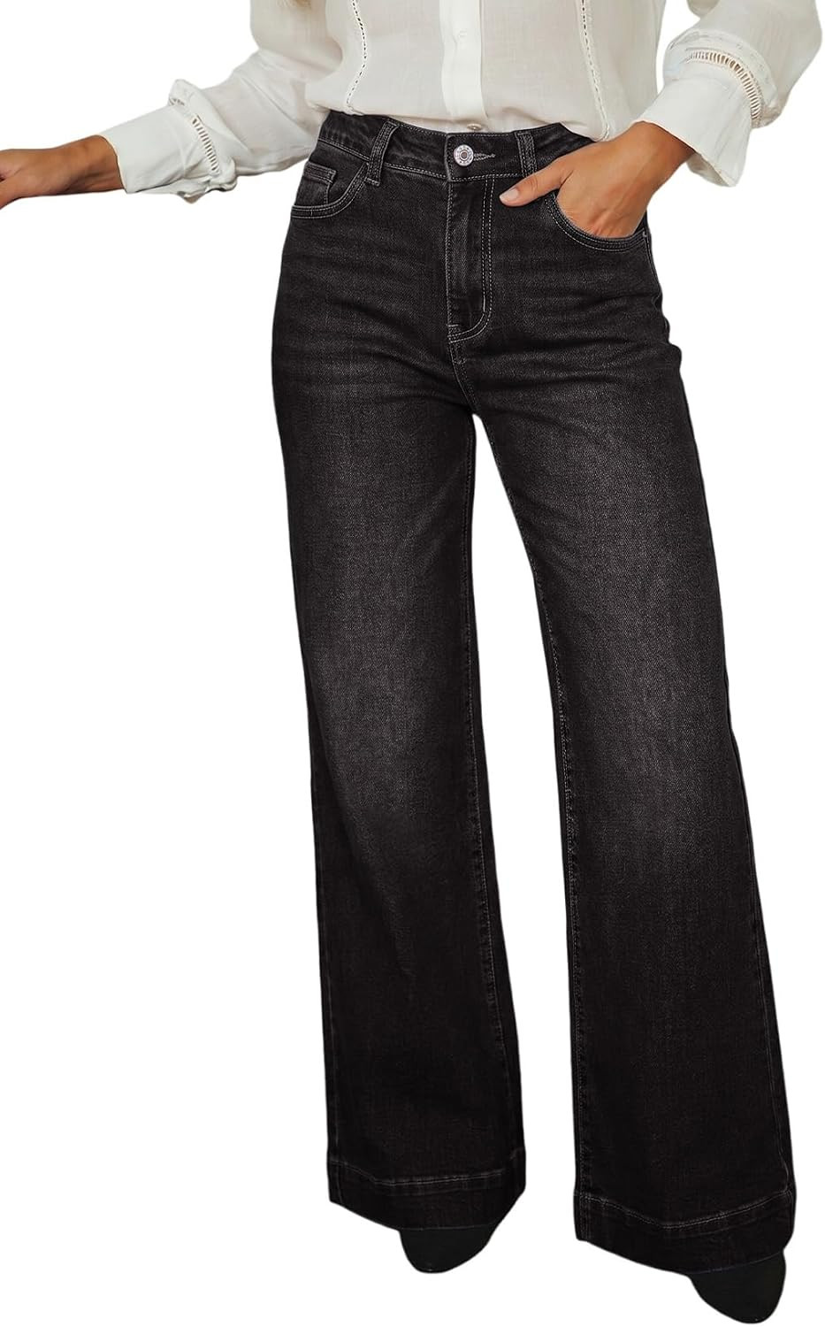 Dokotoo Women's Wide Leg Baggy Flare Jeans High Waisted 2026 Denim Pants | Amazon (US)