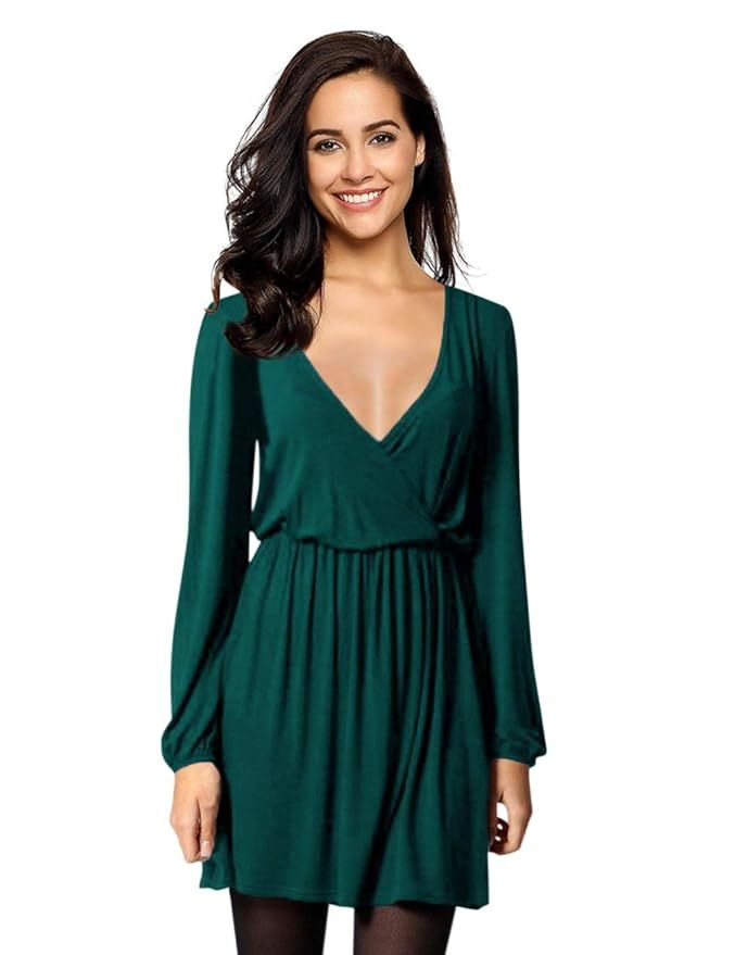 Leadingstar Women's V-Neck A-Line Party Casual Dress | Amazon (US)
