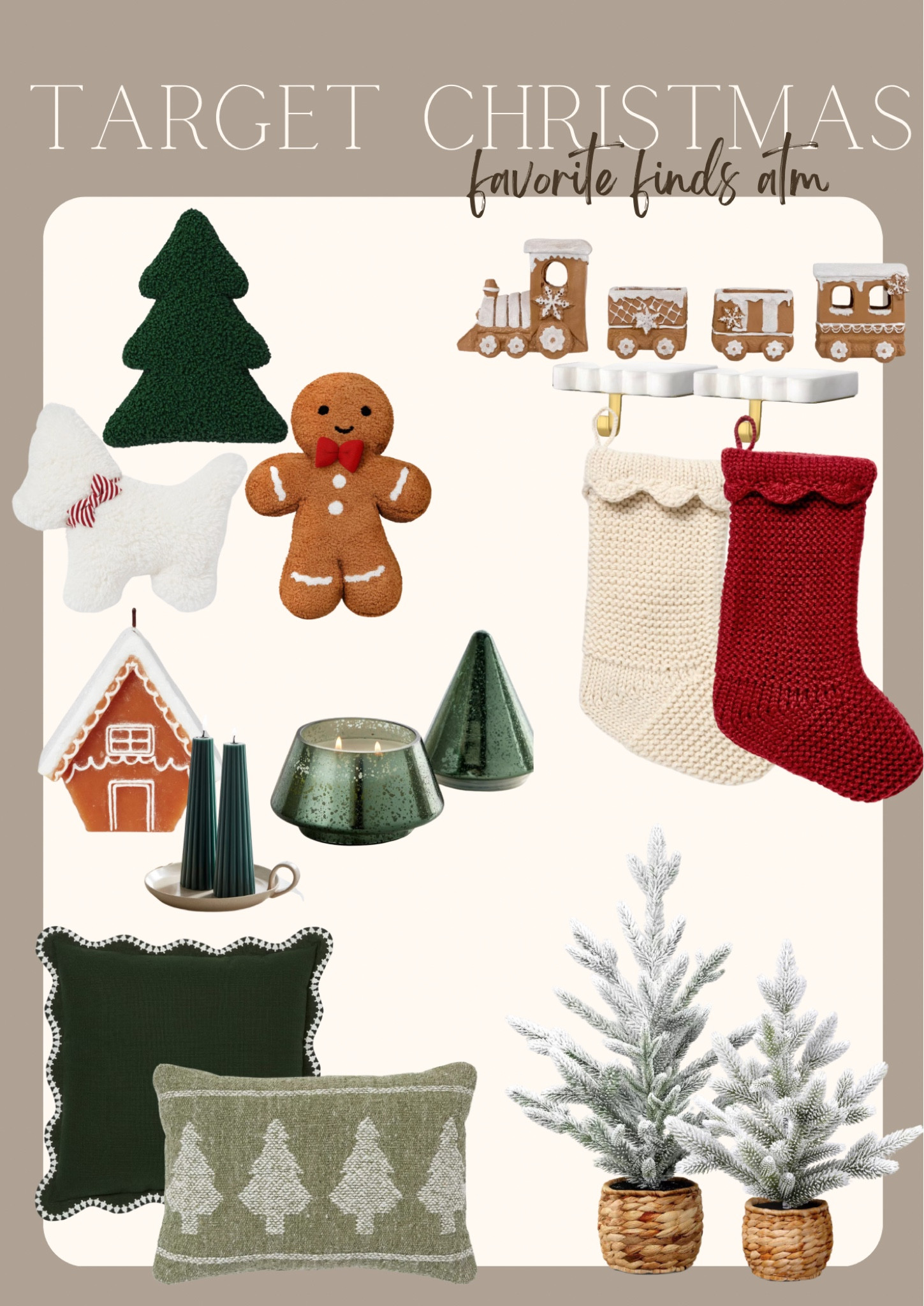 TARGET CHRISTMAS

favorite Christmas new arrivals at the moment!!

Target
Christmas pillows
Gingerbread pillow 
Christmas tree pillow 
Gingerbread train 
Christmas candle 
Christmas pillow 
Christmas tree 
Christmas stockings 

#LTKSeasonal #LTKHome #LTKHoliday