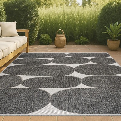 JONATHAN Y Rayna Modern Geometric Organic Shapes Black/Cream 5 ft. x 8 ft. Indoor/Outdoor Area Rug, Non-Shedding, Easy-Clean | Target