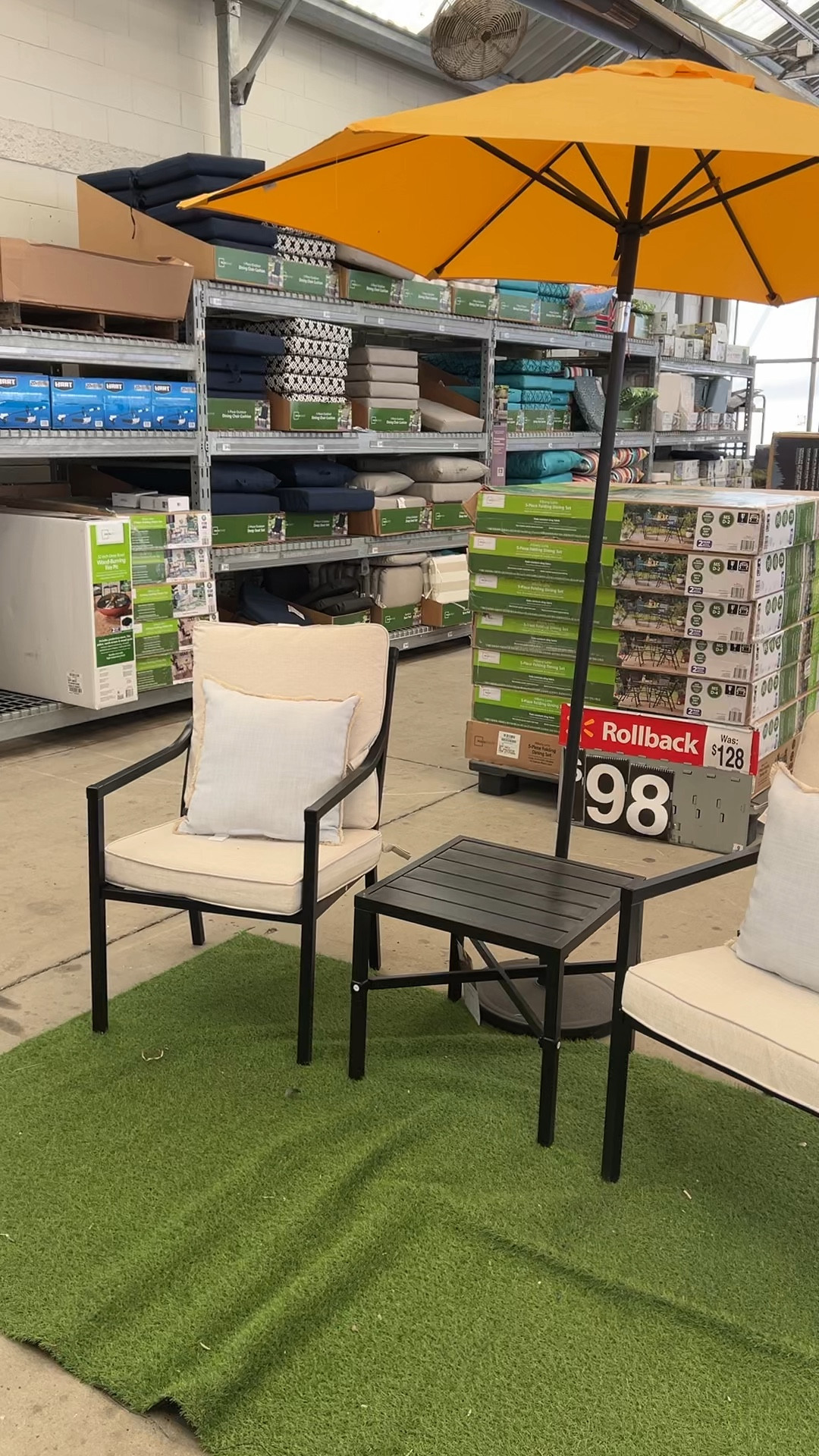 Walmart outdoor steel chair set and end table (sold separately) patio furniture. Try to ignore the green astroturf 😆 it’s a beautiful set!

#LTKHome