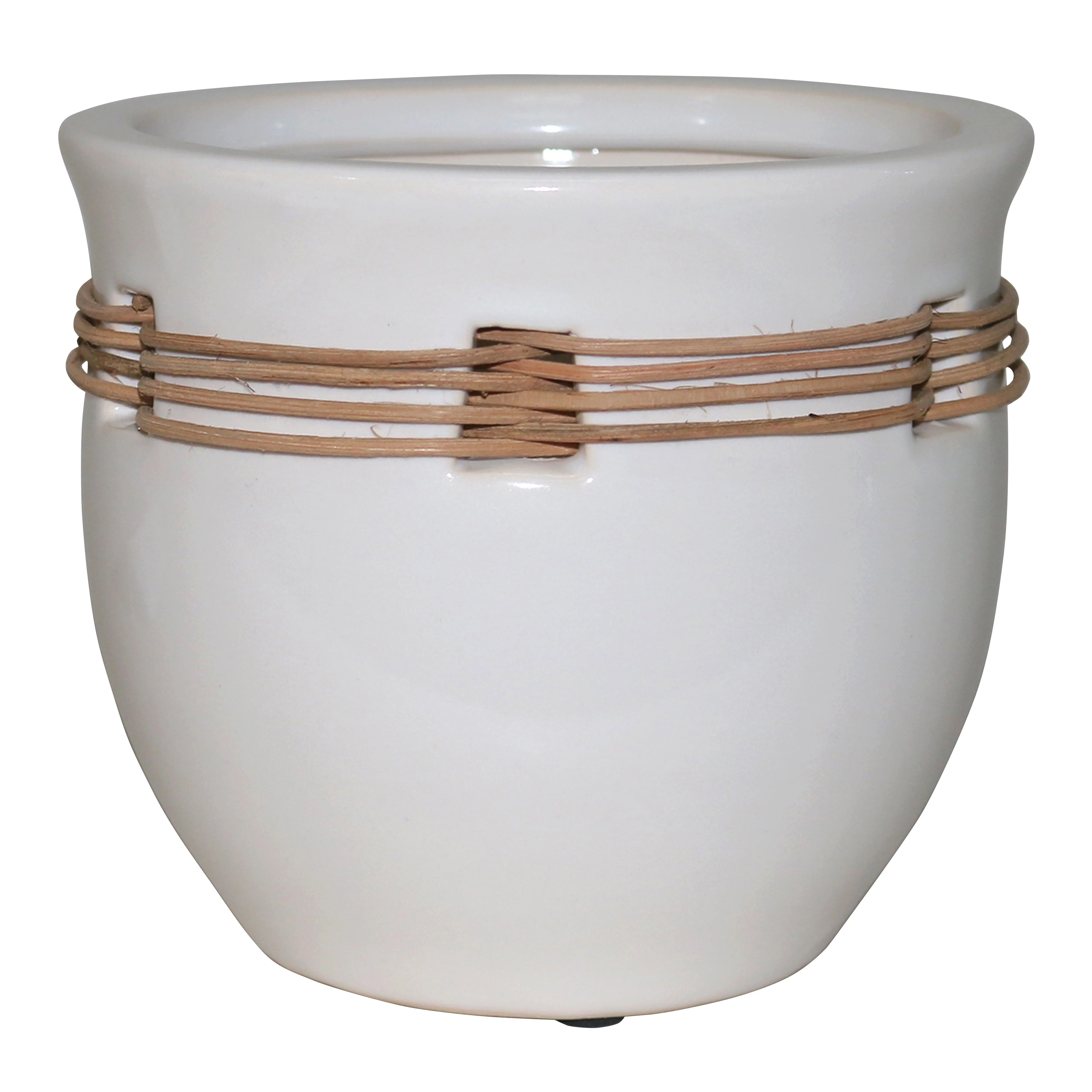Better Homes&gardens 6 inch White Glazed Ceramic Basket Pot - Walmart.com | Walmart (US)