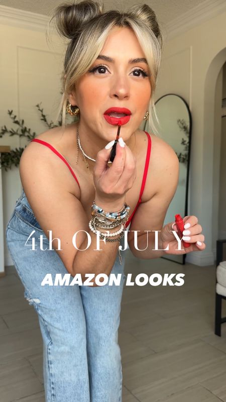 4th of July Amazon Outfits 🎆

✔️Look 1: medium white button up | 28 in denim shorts
✔️Look 2: small red bodysuit | size 28 jeans
✔️Look 3: small red backless tank | small maxi skirt 
✔️Look 4: small red dress (linked original + a second similar option) 
✔️Look 5: small denim mini dress 
✔️Look 6: small white flare dress

If you're looking for more specific pieces for each outfit, get out of this post and you'll see each outfit individually linked here on LTK! 

#LTKU #LTKFindsUnder50 #LTKStyleTip