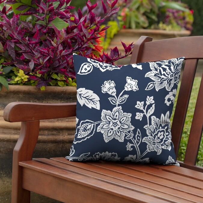 Arden Selections Floral Sapphire Blue Ashland Jacobean Square Throw Pillow Lowes.com | Lowe's