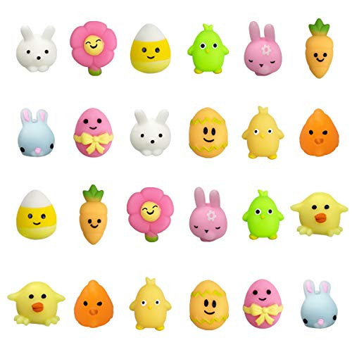 QINGQIU 24 PCS Easter Mochi Squishy Toys Stress Relief Squishies for Kids Boys Girls Toddlers Easter Basket Stuffers Egg Fillers Gifts Party Favors | Amazon (US)