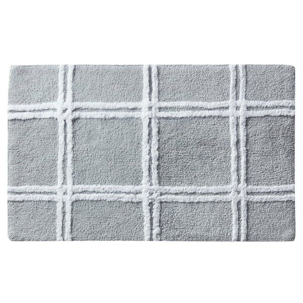 My Texas House Stafford Plaid High Low Tufted Cotton Bath Rug, Grey, 20" x 32" - Walmart.com | Walmart (US)