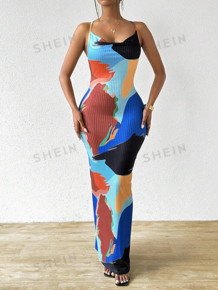 SHEIN Slayr Women's Colorblocked Cowl Collar Cami Dress | SHEIN