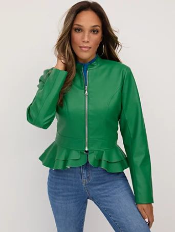 faux-leather peplum jacket | New York & Company