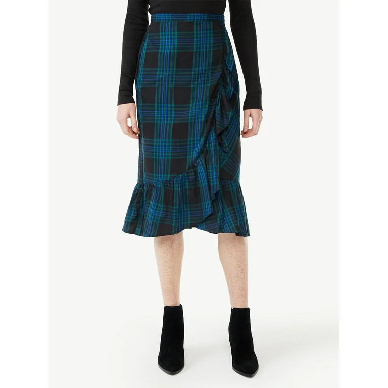 Free Assembly Women's Ruffle Midi Skirt - Walmart.com | Walmart (US)