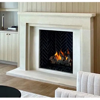 WFR-Brentwood Fireplace Mantel – Hand-Carved Natural Cantera or Limestone Surround | California-Inspired Contemporary Stone Mantel | Wayfair North America
