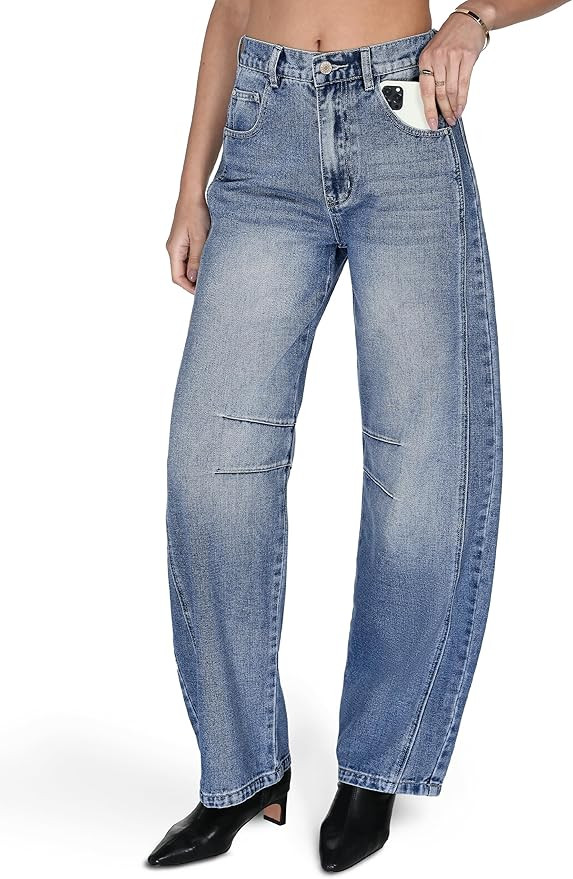 SEVEGO Womens Tall 30/32/34 Barrel Jeans Vintage Wide Leg Mid Rise Baggy Y2k Cropped Relax Fit De... | Amazon (US)