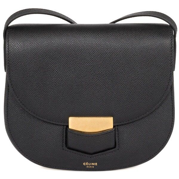 Celine Trotteur Small Black Grained Calfskin Leather Crossbody Handbag (As Is Item) | Bed Bath & Beyond