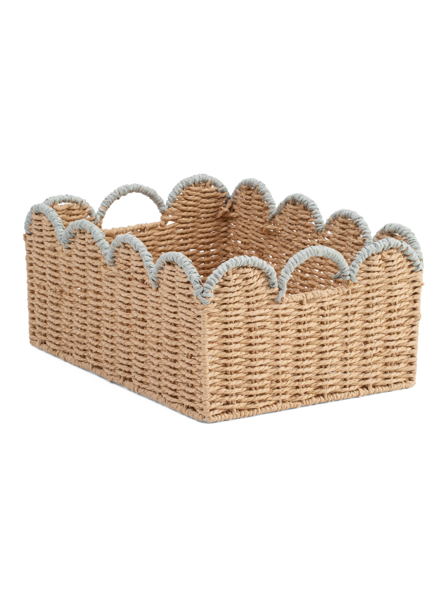 15x7x11.5 Medium Paper Cord Rectangular Basket With Scalloped Trim | Office & Storage | Marshalls | Marshalls