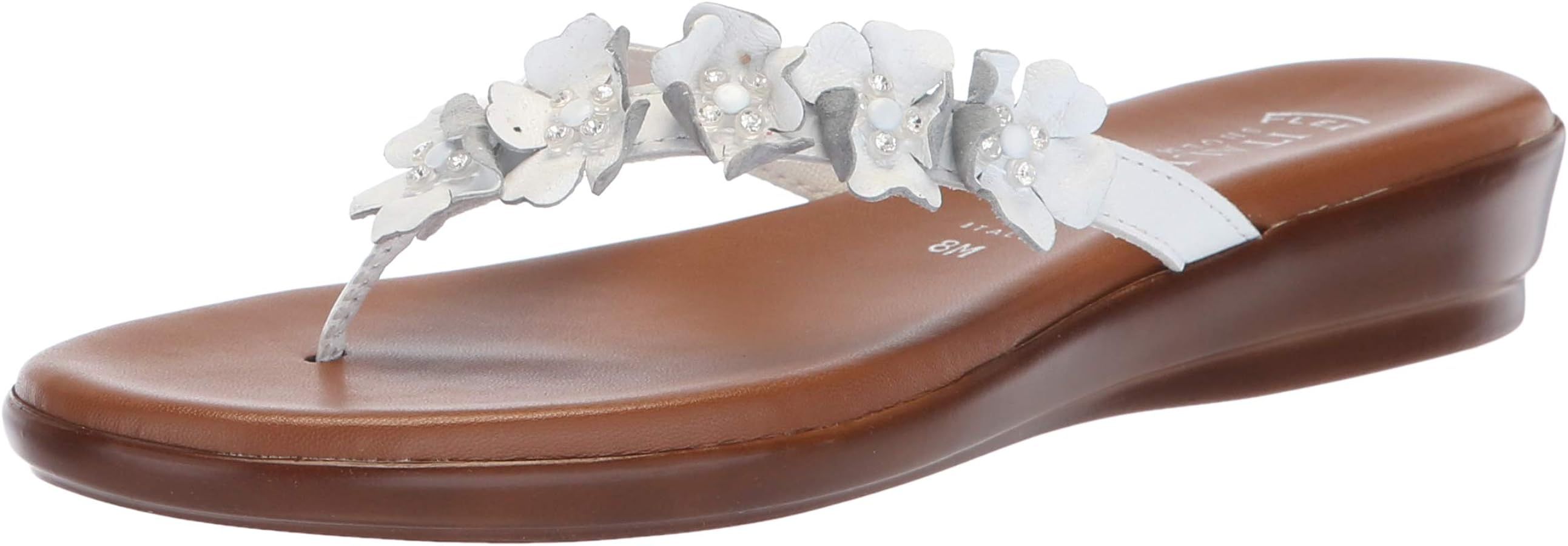 ITALIAN SHOEMAKERS Emina Low Wedge Floral Dressy Thong Sandals for Women | Amazon (US)
