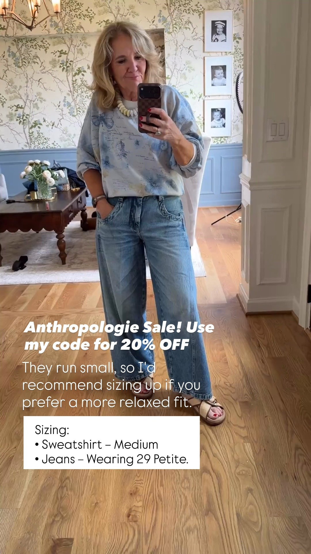 ✨ Save 20% off Anthropologie orders of $100+ with code NANETTE20 through 6/28!

This easy denim outfit is one you'll wear on repeat. The watercolor-print sweatshirt adds a fun pop of color, while these jeans are flattering, comfortable, and perfect for everyday wear.

Sizing:
• Sweatshirt – Medium
• Jeans – Wearing 29 Petite. They run small, so I'd recommend sizing up if you prefer a more relaxed fit.

💙 LTK MADE EASY
❤️ Heart = Support my posts
🔖 Save = Get sale & restock alerts
💬 Comment if you have sizing questions!

#LTKootd #LTKSeasonal #LTKSaleAlert