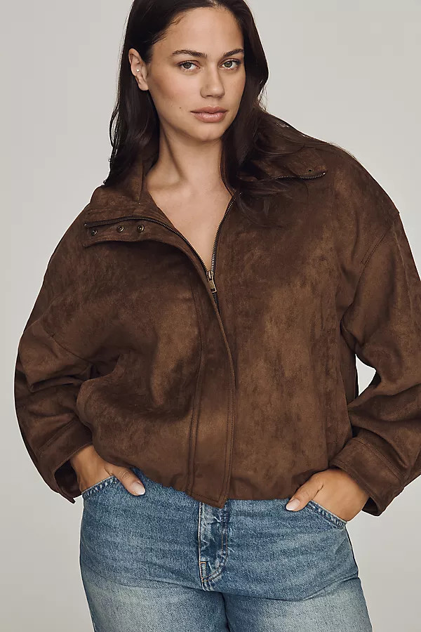 Imara Faux-Suede Funnel-Neck Jacket | Anthropologie (US)