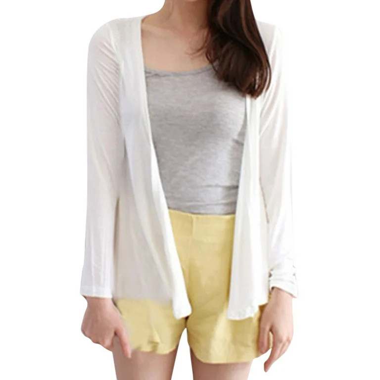 Fashion Women Pure Color Shirt Cardigan Long Sleeve Leisure Thin Coat Long Cardigans for Women Ca... | Walmart (US)